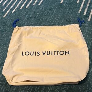 Louis Vuitton Cream Canvas Dust Bag with Blue Drawstrings
